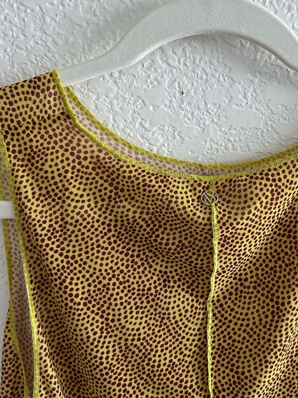 Victoria's Secret Swim Limelight Dot Light Green with Brown Polkadot Mesh Tank - Picture 6 of 7